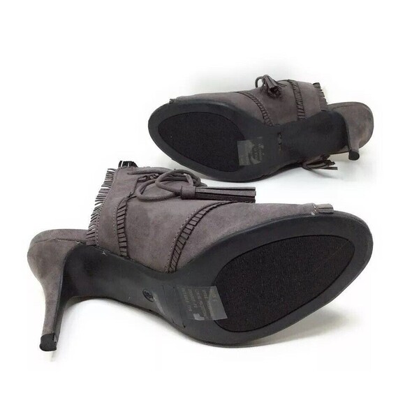 Journee Collection Open Toe Heels Pumps Bootie Lace Tie Sandal NEW 10M Grey Gray - Picture 3 of 3
